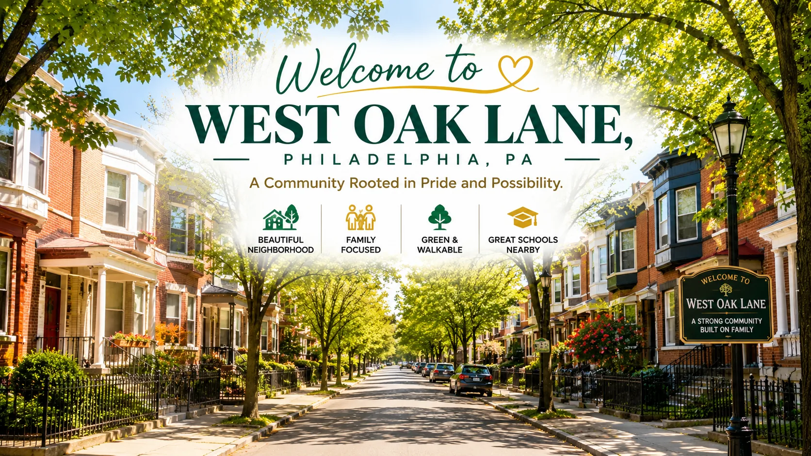 Welcome to West Oak Lane, Philadelphia — a family-centered community with tree-lined streets and neighborhood pride