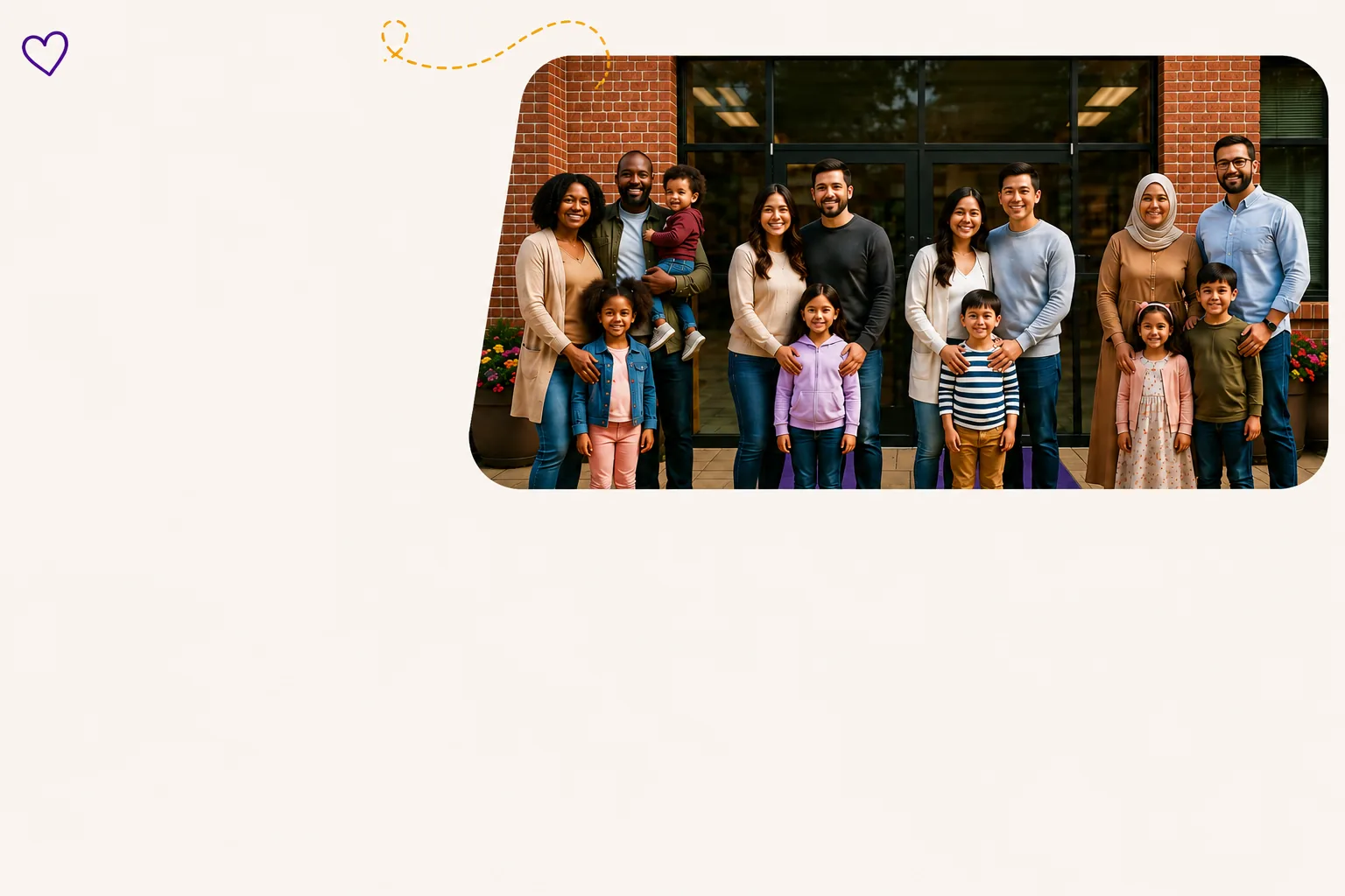 Families and children gathered outside the entrance of Mandy's Learning Academy in Mount Airy, Philadelphia